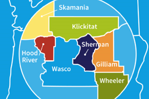A service area map for the Next Door services showing Oregon and Washington counties.