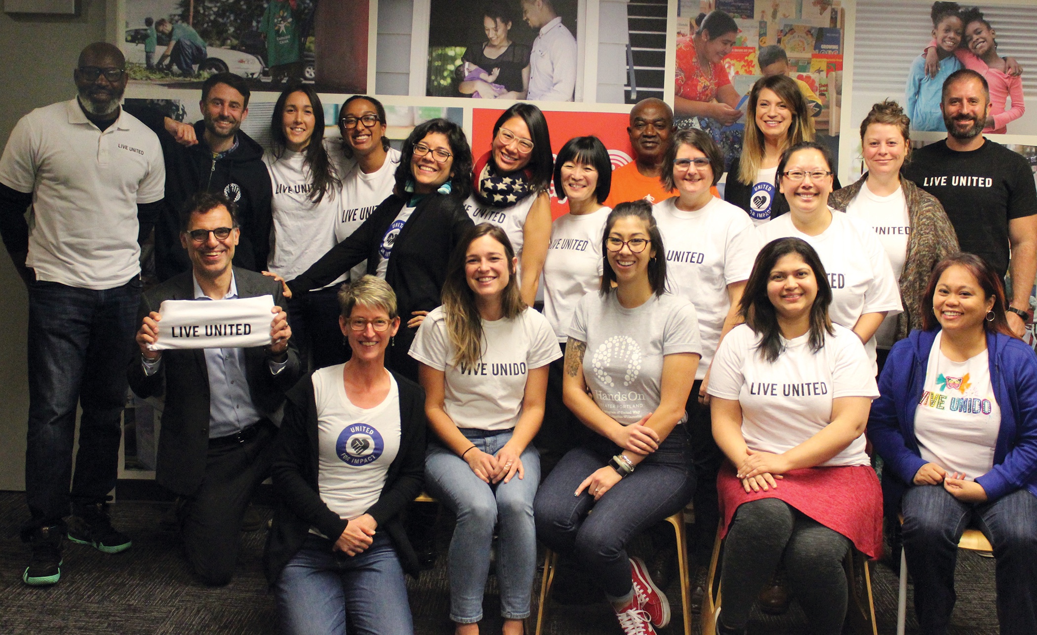 Group portrait of the United Way of the Columbia Willamette’s LIVE UNITED team