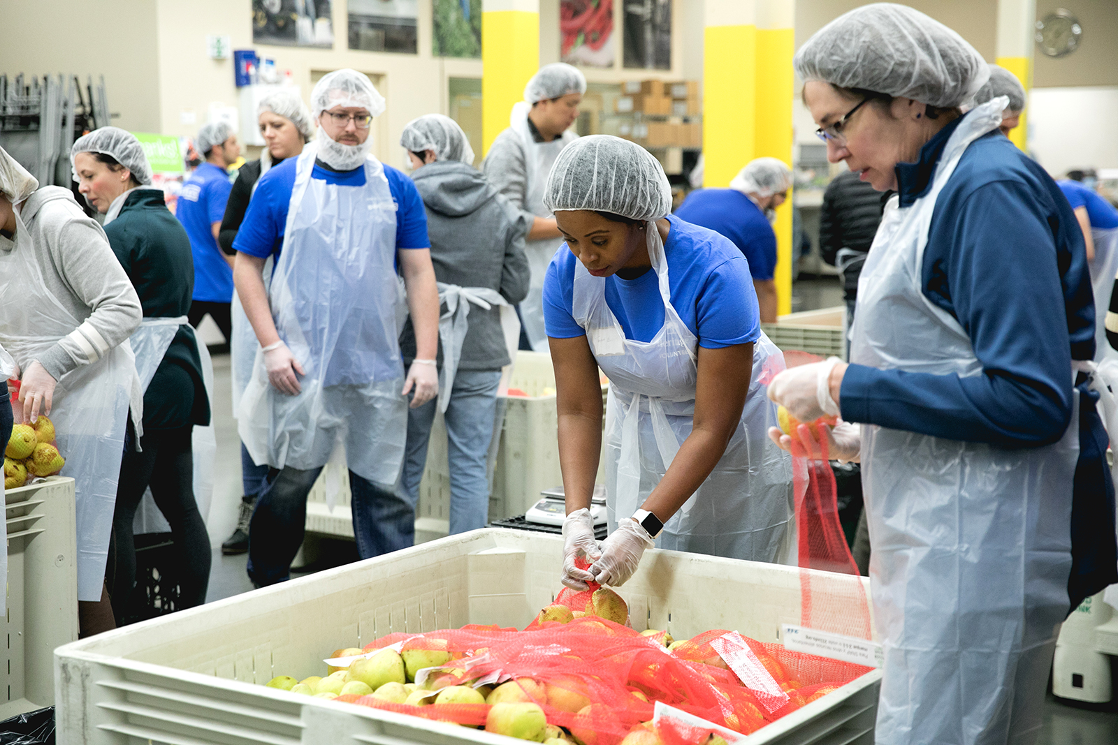 Volunteers working at the Oregon Food Bank