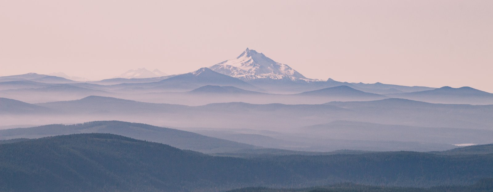 Sunset over a smoky mountain in Oregon