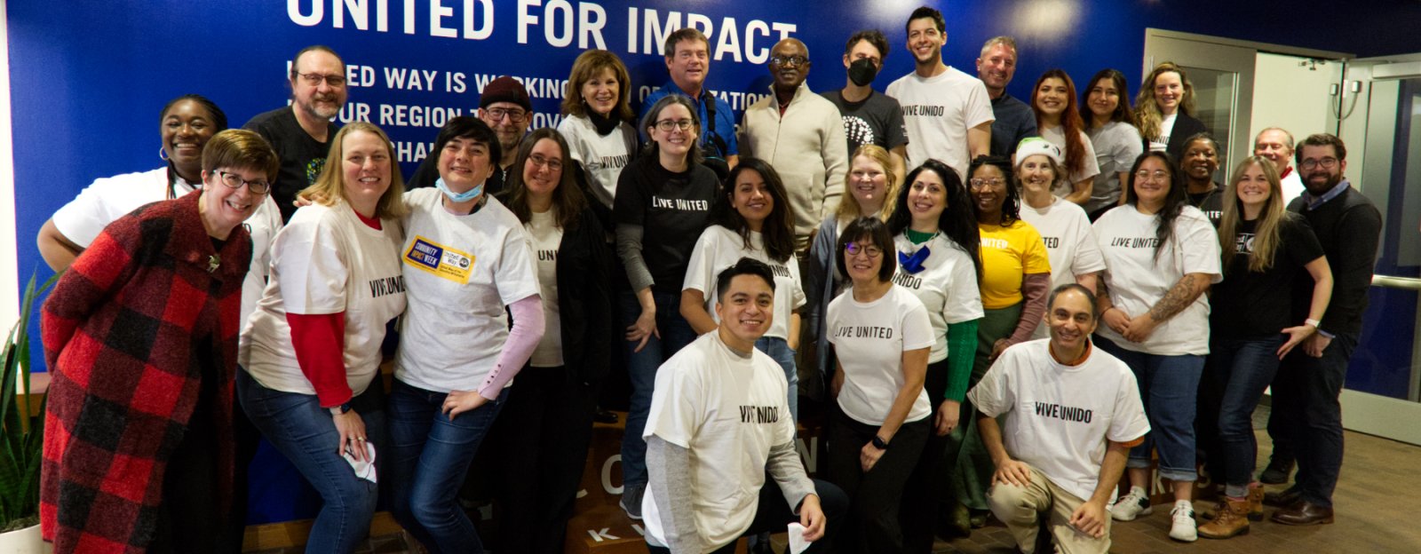 A group of United Way of the Columbia-Willamette's staff pose for a photo