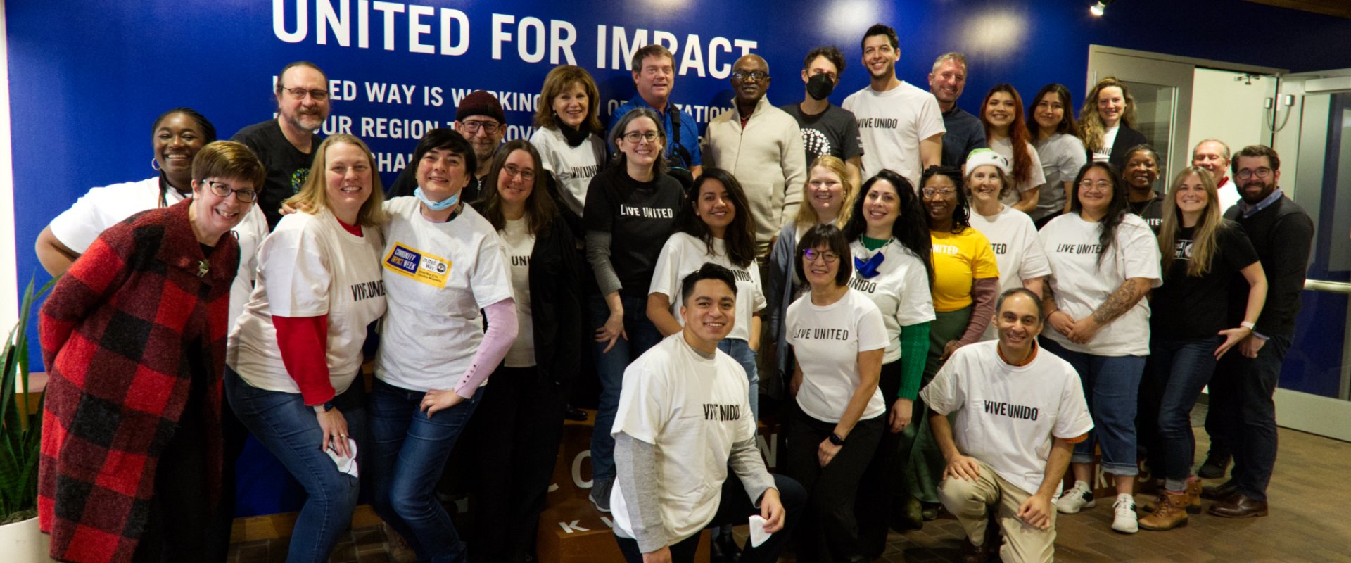 A group of United Way of the Columbia-Willamette's staff pose for a photo