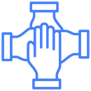 Four hand crossed on top of each other 