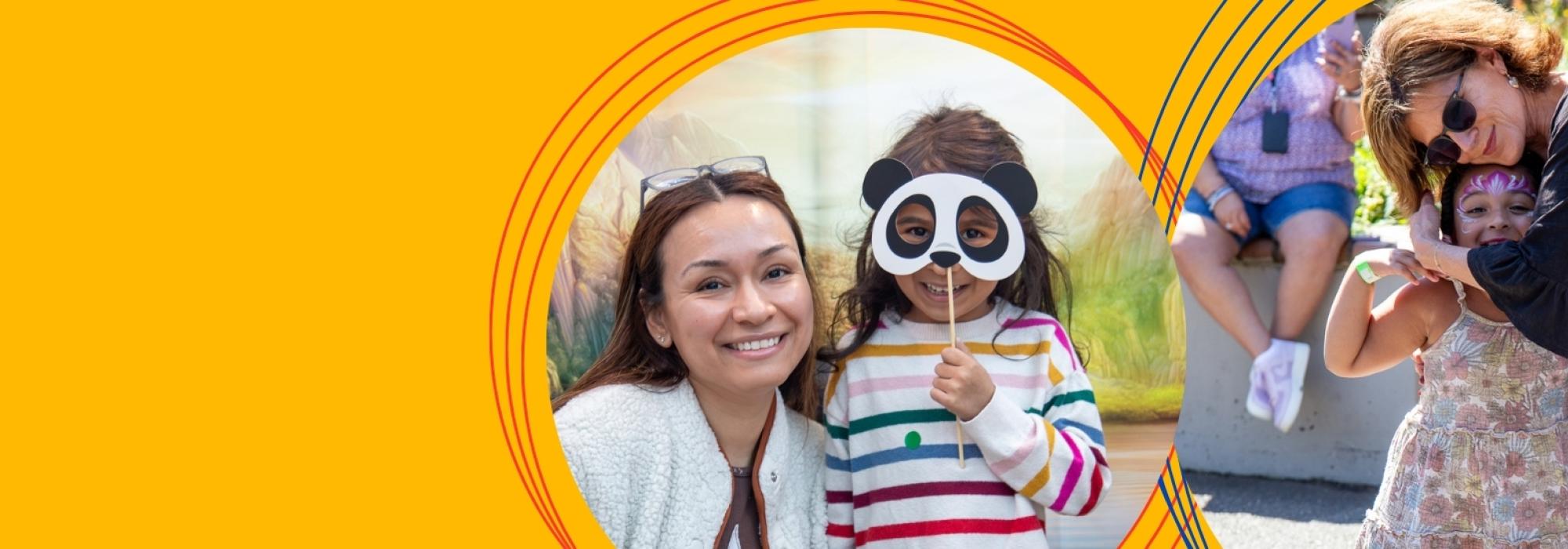 a woman hugs a child